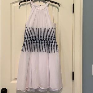 London Times Dress - Size 8 - White w/ Blue